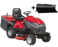 Rasentraktor Stiga mit Allrad AWD Hydrostat. Ein Aufsitzmäher mit Zweizylinder Motor, Allrad und Schneeschild für Winterdienst und Schneebeseitigung