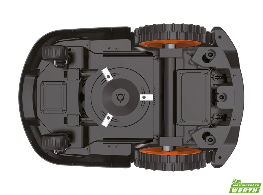 Sunseeker Mähroboter X3 unten Rasenroboter Schnitthöhe Messer