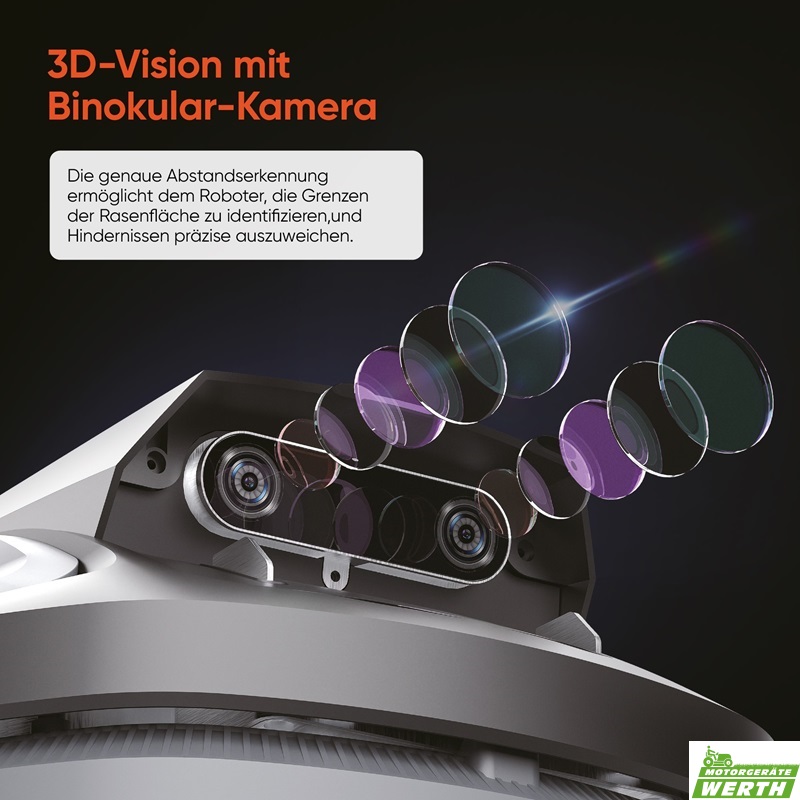 Sunseeker X3 X5 X7 Kamera 3D-Vision binokular kabellos Abstandserkennung Hindernisse Rasenfläche Mähroboter Rasenroboter kaufen