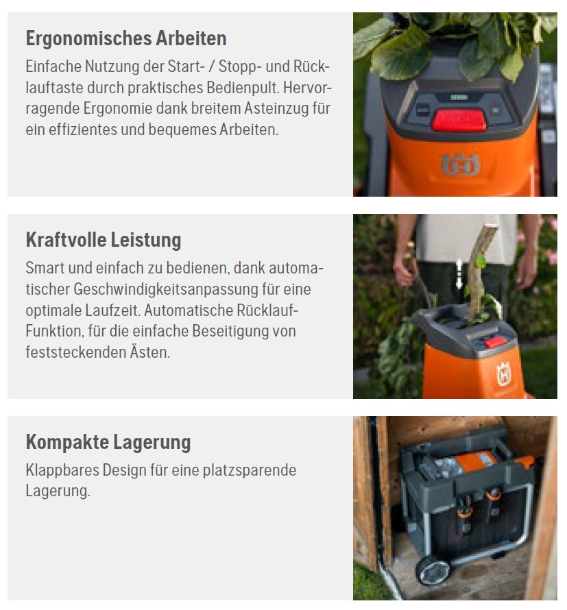 Akku Gartenhäcksler Husqvarna GS 340is kaufen Häcksler Schredder Batterie