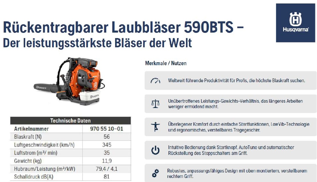 Blasgerät Husqvarna 590 BTS rückentragbar